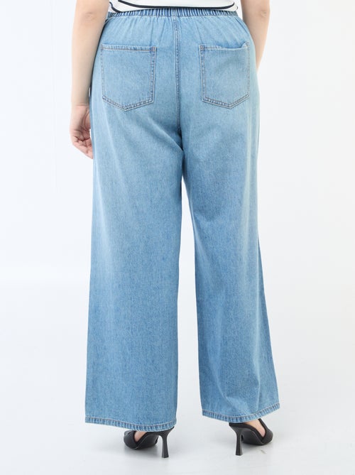 Pantalon denim / jean  taille basse et coupe large - Kiabi