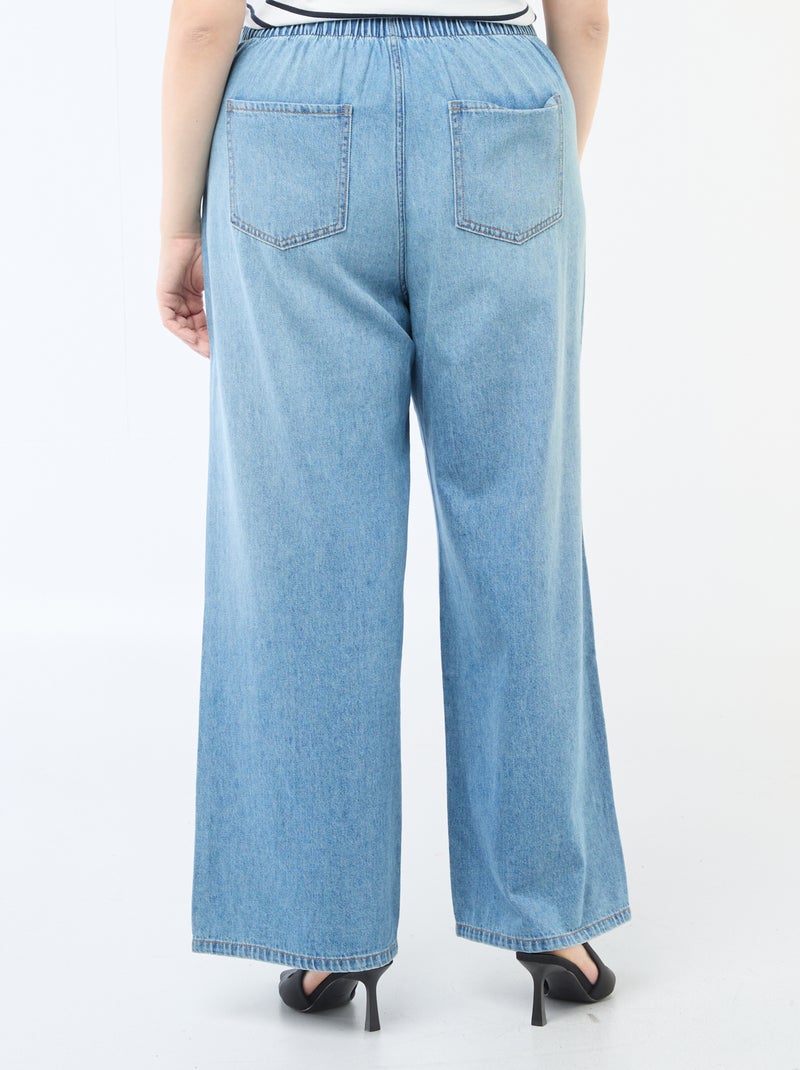 Pantalon denim / jean  taille basse et coupe large Bleu - Kiabi