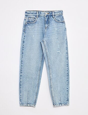 Pantalon denim mom avec abrasions
