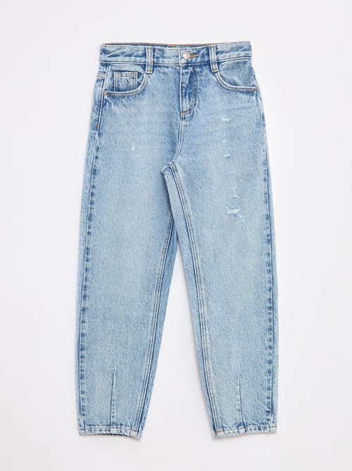 Pantalon denim mom avec abrasions - Kiabi