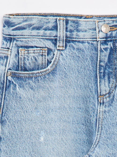 Pantalon denim mom avec abrasions - Kiabi