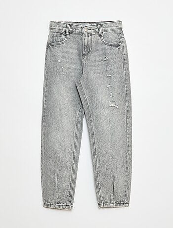Pantalon denim mom avec abrasions