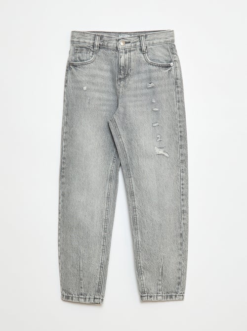 Pantalon denim mom avec abrasions - Kiabi
