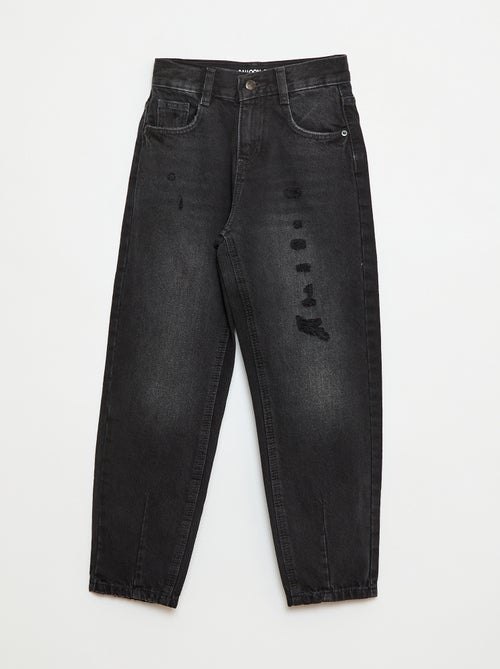 Pantalon denim mom avec abrasions - Kiabi