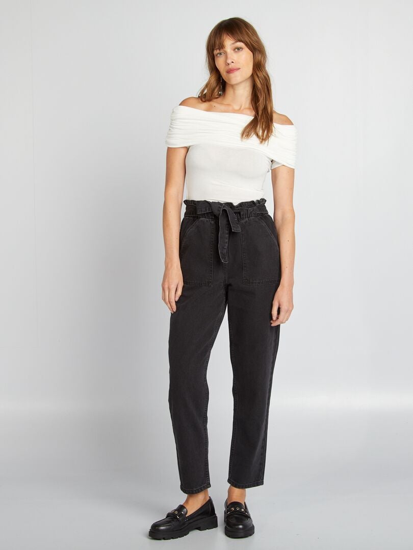 Pantalon noir mom sale