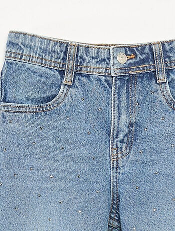 Pantalon denim mom fit avec strass
