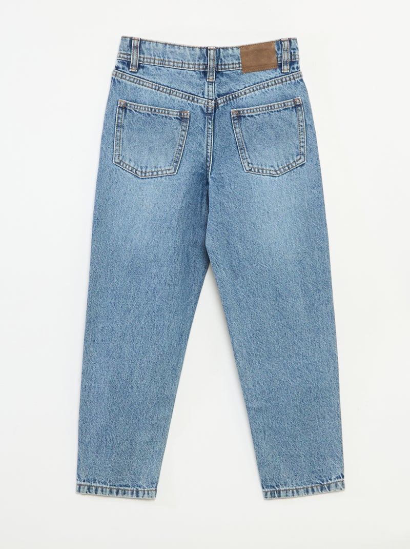 Pantalon denim mom fit avec strass Bleu - Kiabi