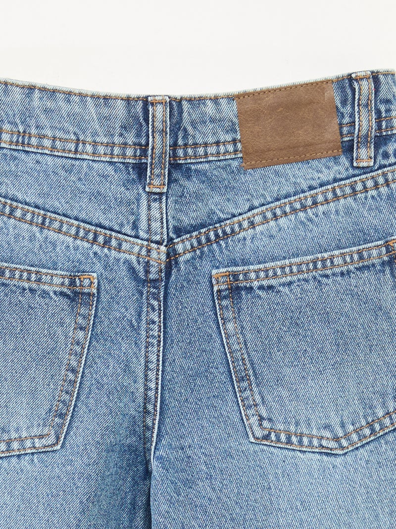 Pantalon denim mom fit avec strass Bleu - Kiabi