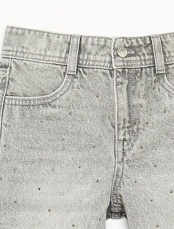Pantalon denim mom fit avec strass