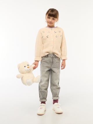 Pantalon denim mom fit avec strass