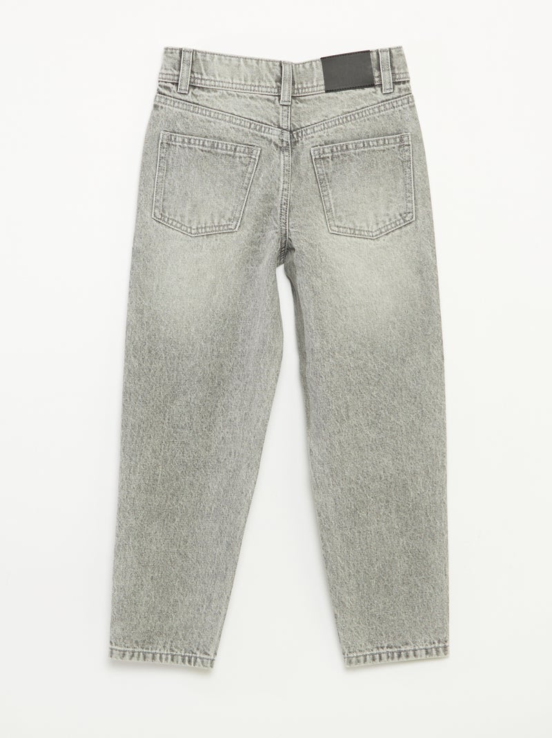 Pantalon denim mom fit avec strass Gris - Kiabi