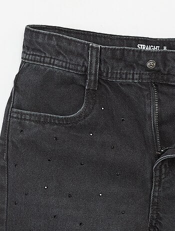 Pantalon denim mom fit avec strass