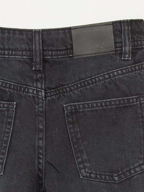 Pantalon denim mom fit avec strass - Kiabi