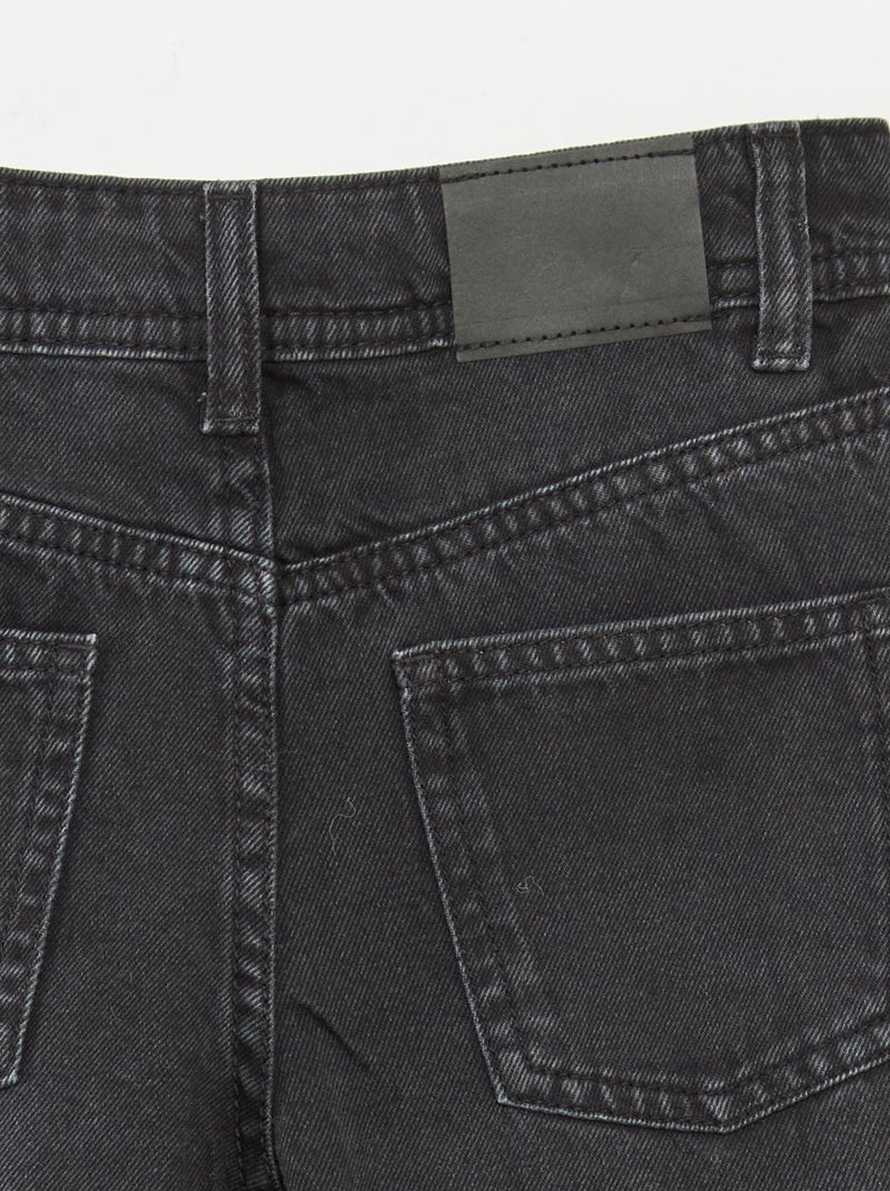 Pantalon denim mom fit avec strass Noir - Kiabi