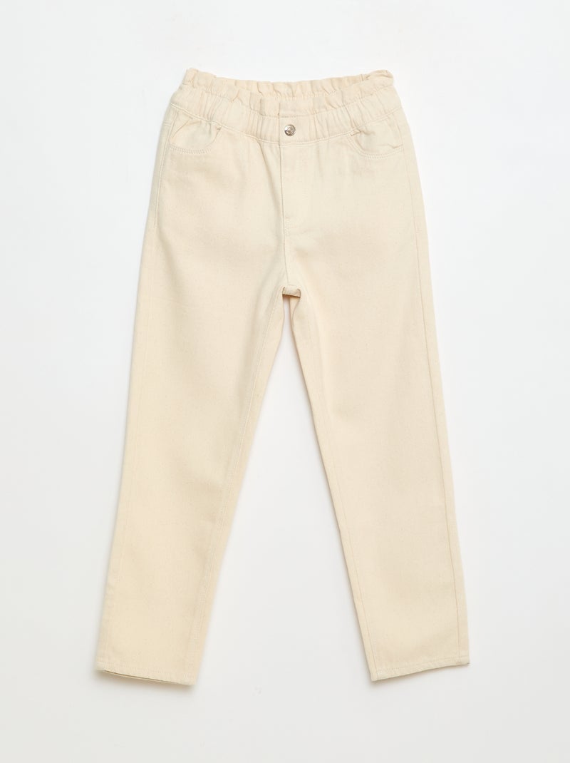 Pantalon denim mom taille haute Blanc - Kiabi