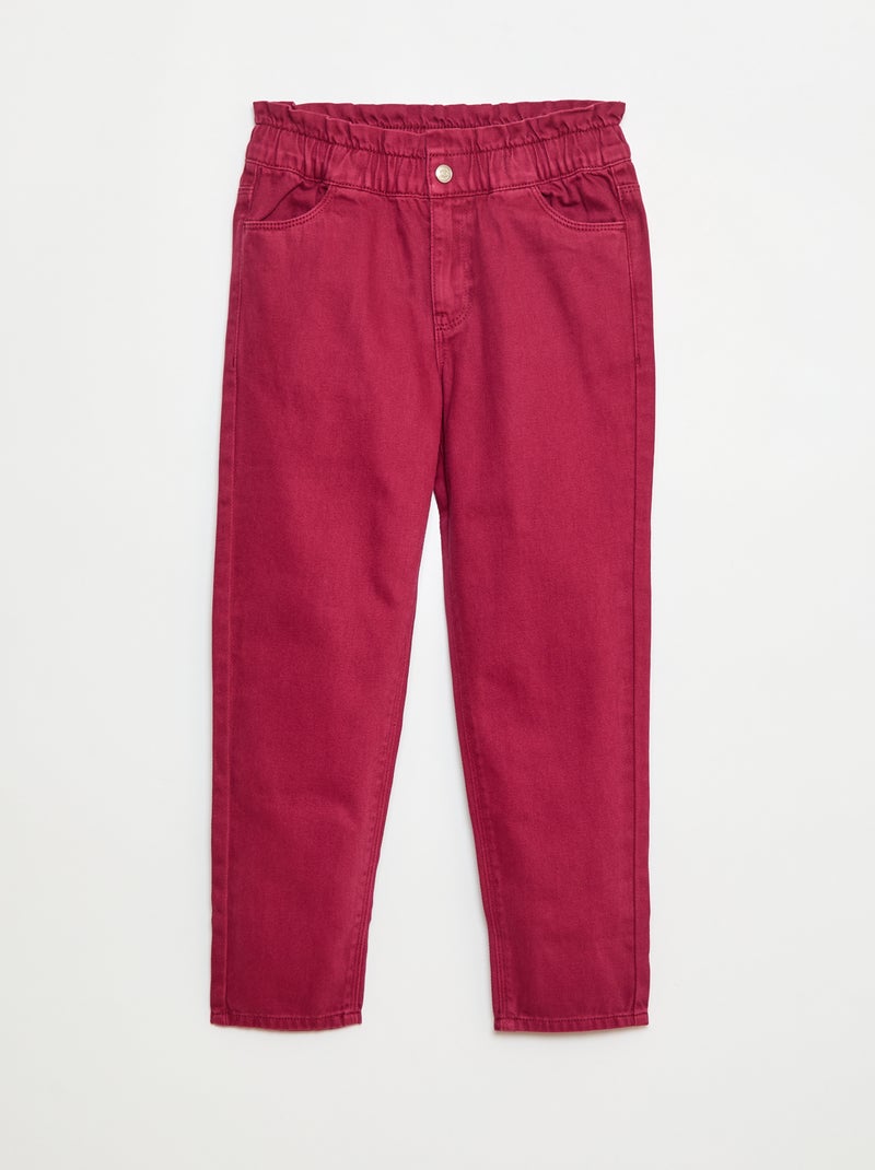Pantalon denim mom taille haute Bordeaux - Kiabi