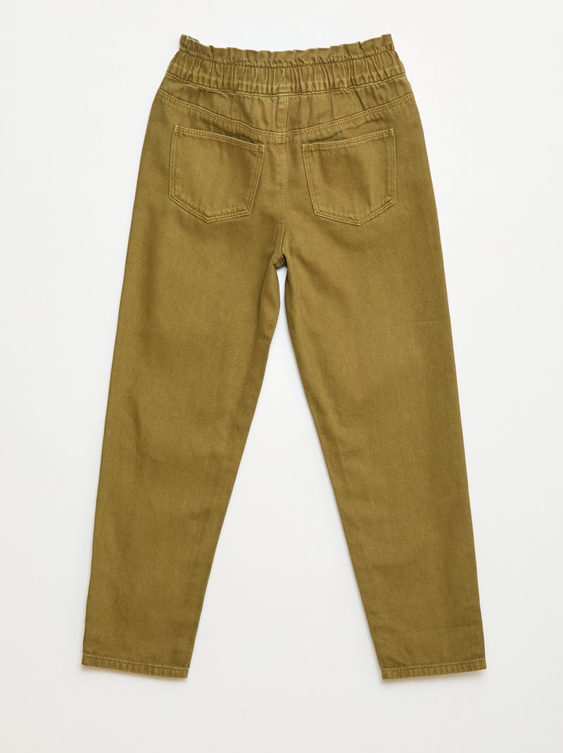 Pantalon denim mom taille haute Vert - Kiabi