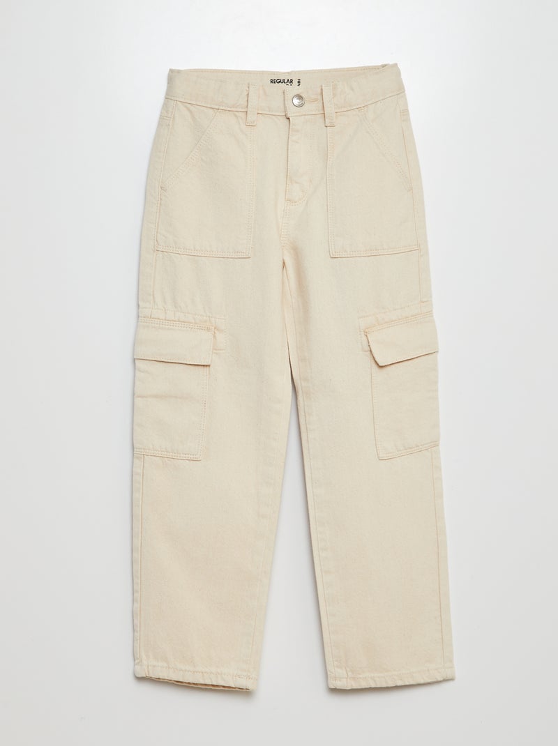 Pantalon denim multipoches Blanc cassé - Kiabi