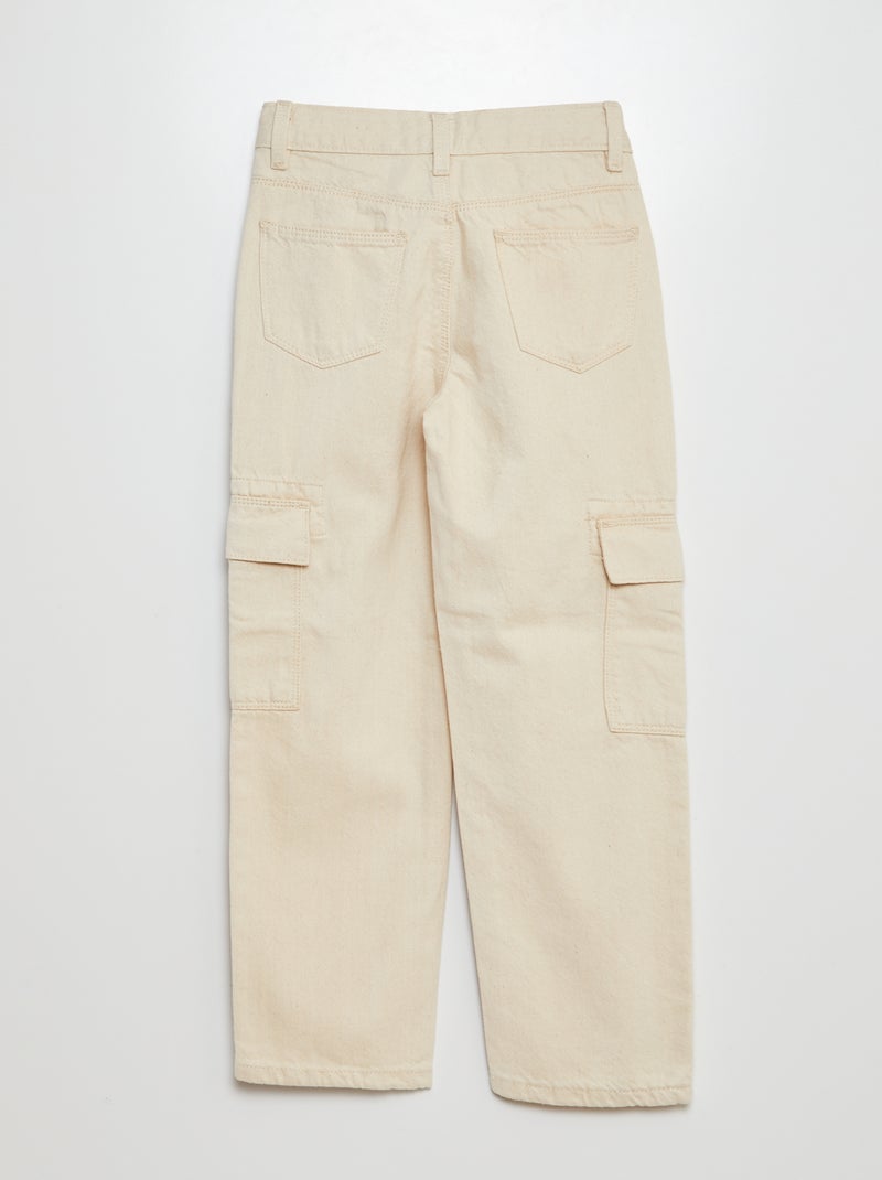Pantalon denim multipoches Blanc cassé - Kiabi