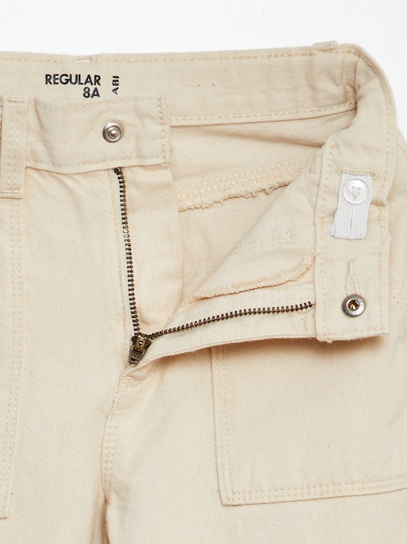 Pantalon denim multipoches Blanc cassé - Kiabi