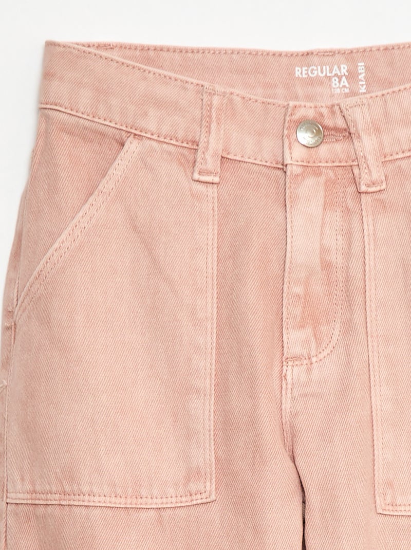 Pantalon denim multipoches Bois de rose - Kiabi