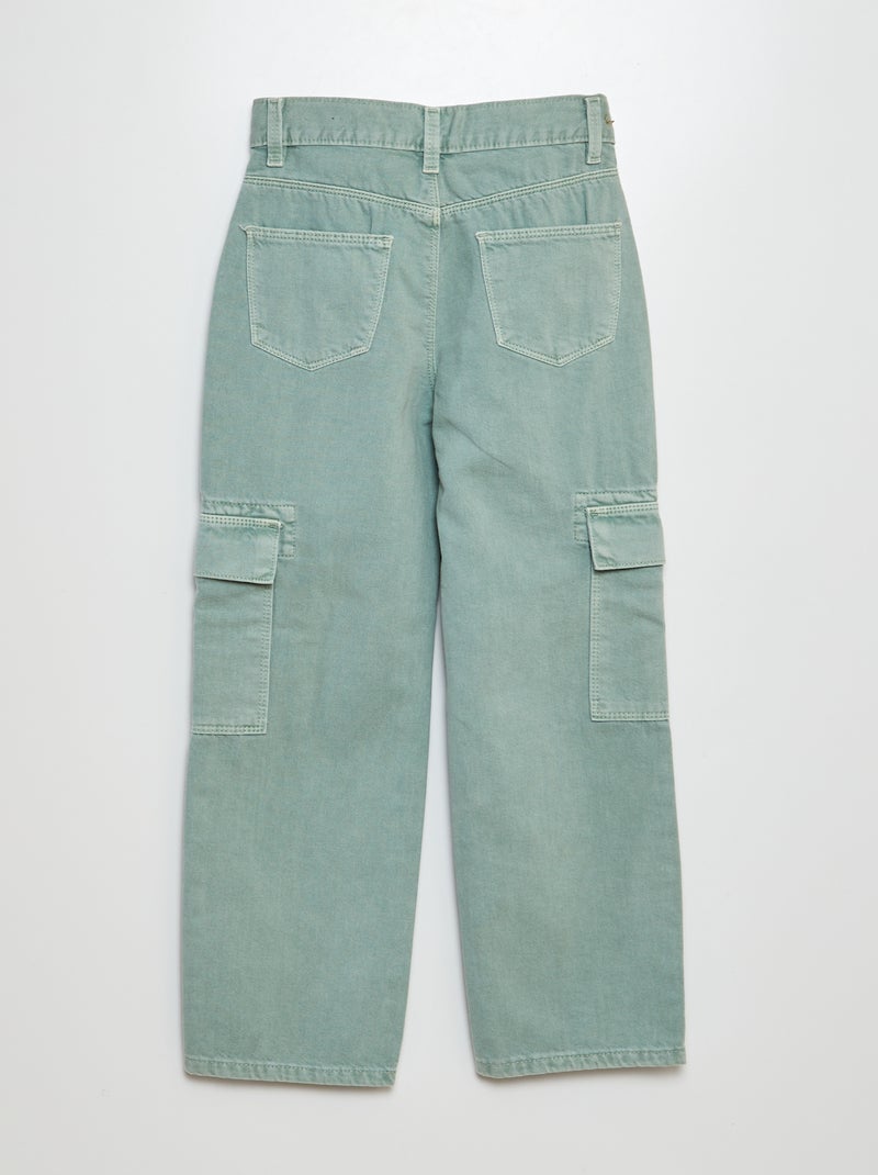 Pantalon denim multipoches Vert jade - Kiabi