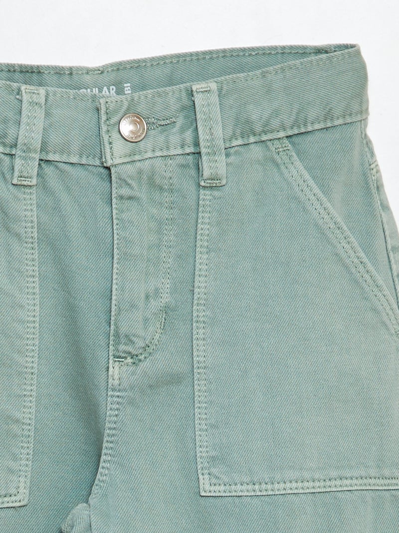 Pantalon denim multipoches Vert jade - Kiabi