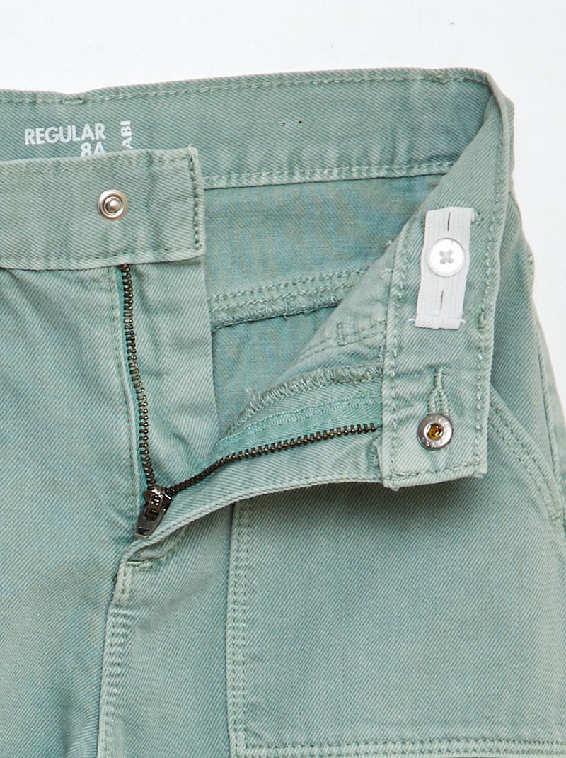 Pantalon denim multipoches Vert jade - Kiabi