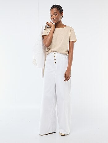 Pantalon denim palazzo avec détails