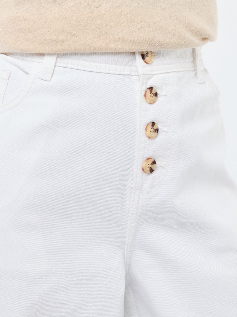 Pantalon denim palazzo avec détails Blanc - Kiabi