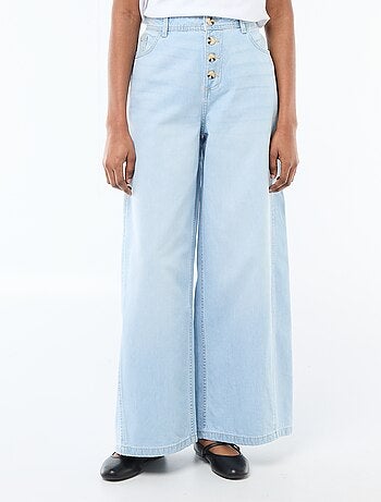 Pantalon denim palazzo avec détails