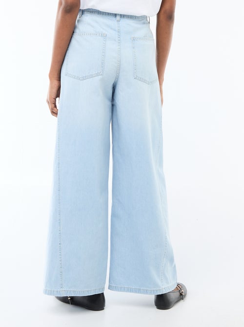 Pantalon denim palazzo avec détails - Kiabi