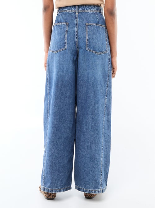 Pantalon denim palazzo avec détails - Kiabi