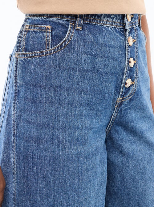 Pantalon denim palazzo avec détails - Kiabi