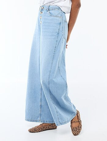 Pantalon denim palazzo avec détails