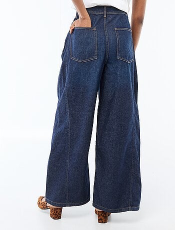 Pantalon denim palazzo avec détails