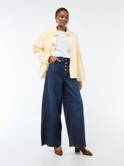 Pantalon denim palazzo avec détails - Kiabi