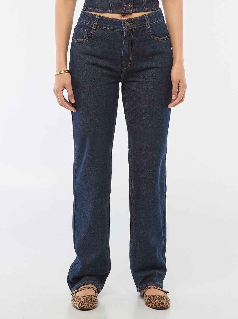 Pantalon denim regular en coton - L34 Bleu foncé - Kiabi