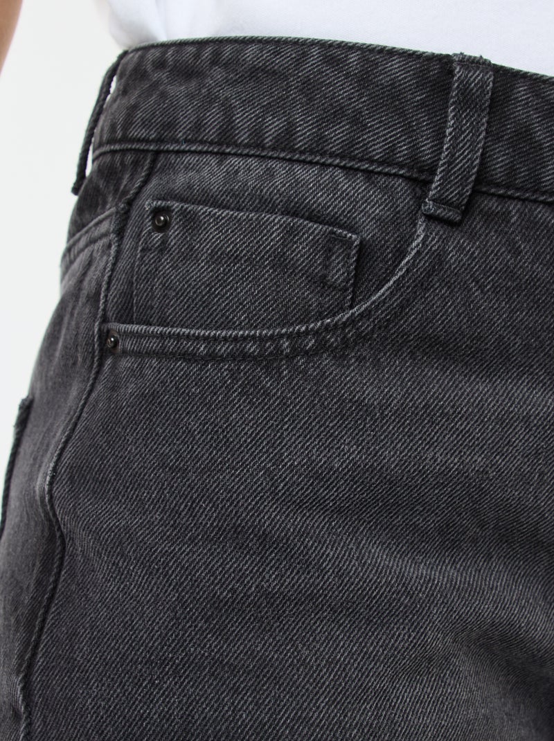 Pantalon denim regular en coton - L34 Noir - Kiabi