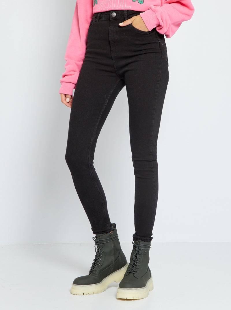 Pantalon denim skinny push up Noir - Kiabi