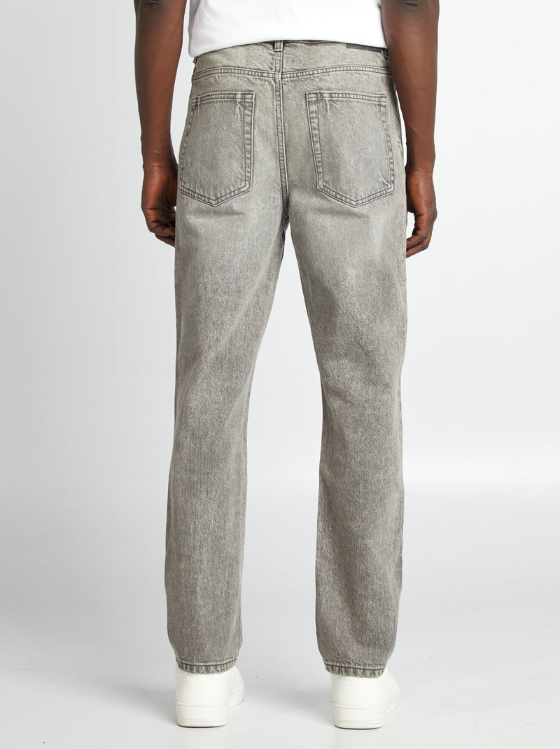 Pantalon denim straight 5 poches Gris - Kiabi