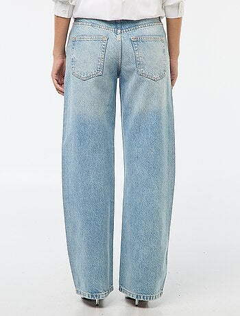 Pantalon denim straight avec strass