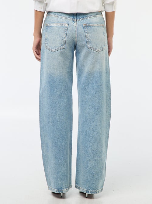 Pantalon denim straight avec strass - Kiabi