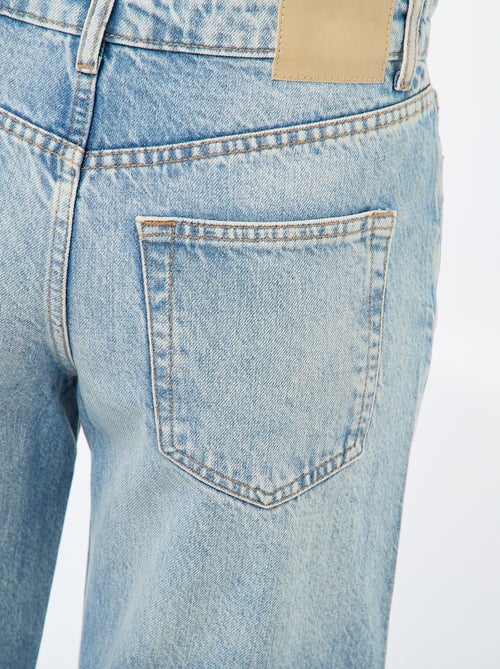 Pantalon denim straight avec strass - Kiabi
