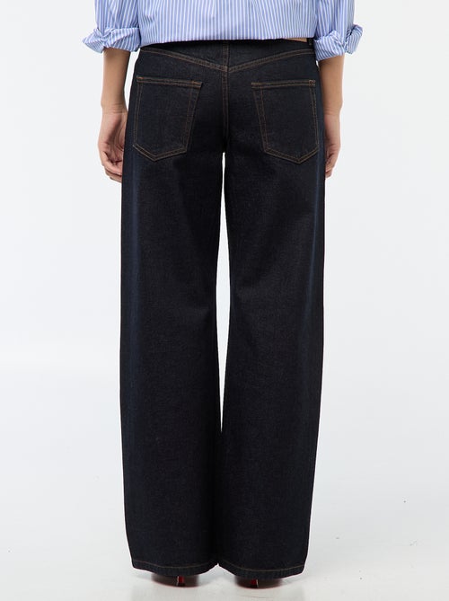 Pantalon denim straight avec strass - Kiabi