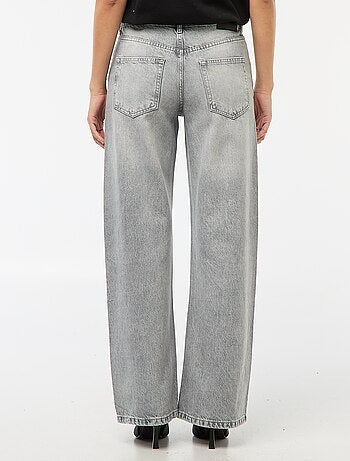 Pantalon denim straight avec strass