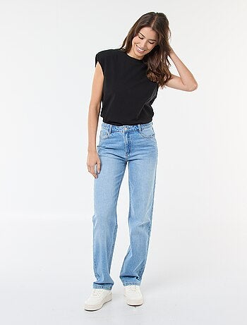 Pantalon denim straight en coton - L34