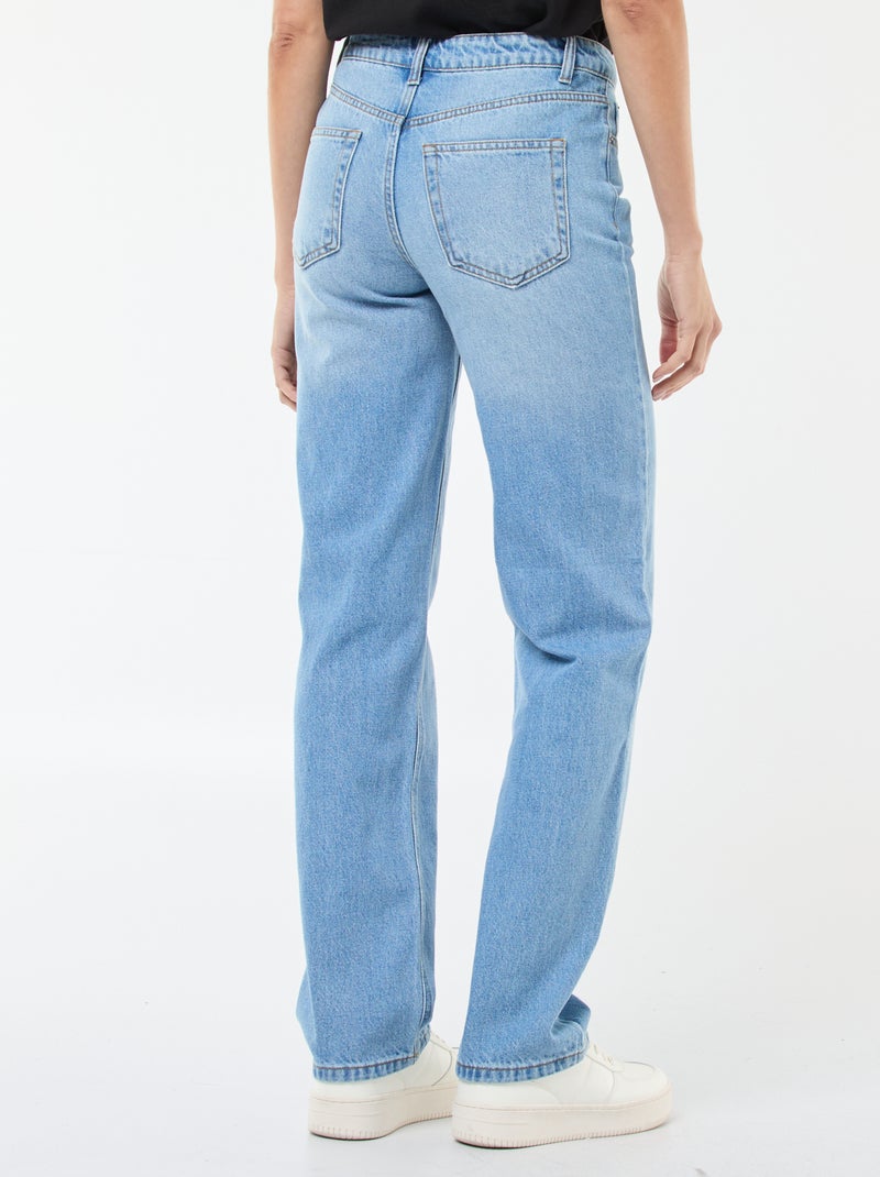Pantalon denim straight en coton - L34 Bleu - Kiabi