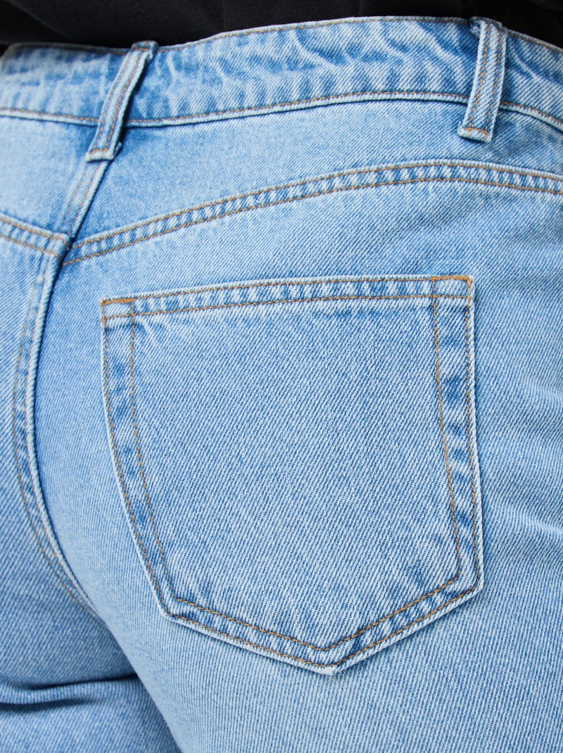 Pantalon denim straight en coton - L34 Bleu - Kiabi