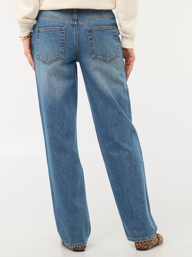 Pantalon denim straight en coton - L34 Bleu - Kiabi